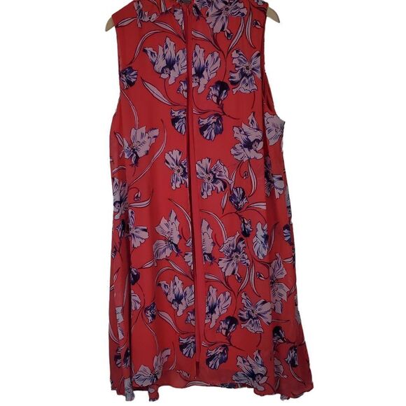 Jessica Howard Floral Coral Dress.  Sleeveless. Overlay of dress is open down ba - Picture 10 of 15